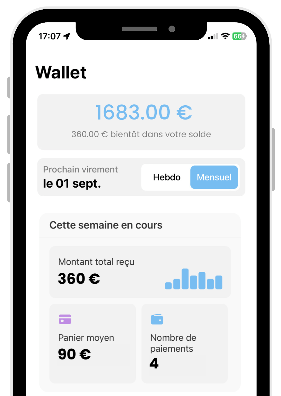 Interface de transferts automatiques vers le compte bancaire depuis Octav Pay