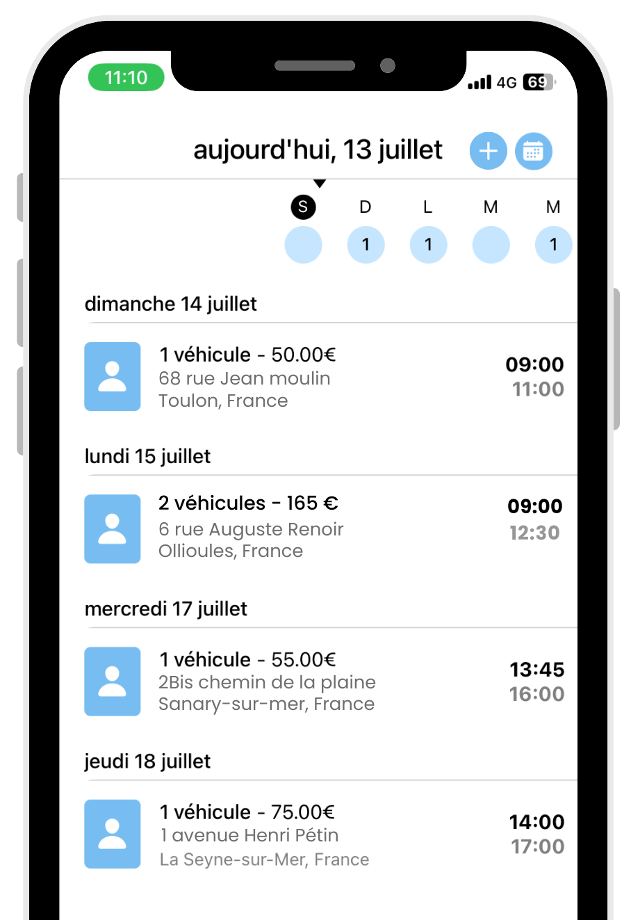 Image d'un agenda en ligne avec mises à jour des réservations sur Octav