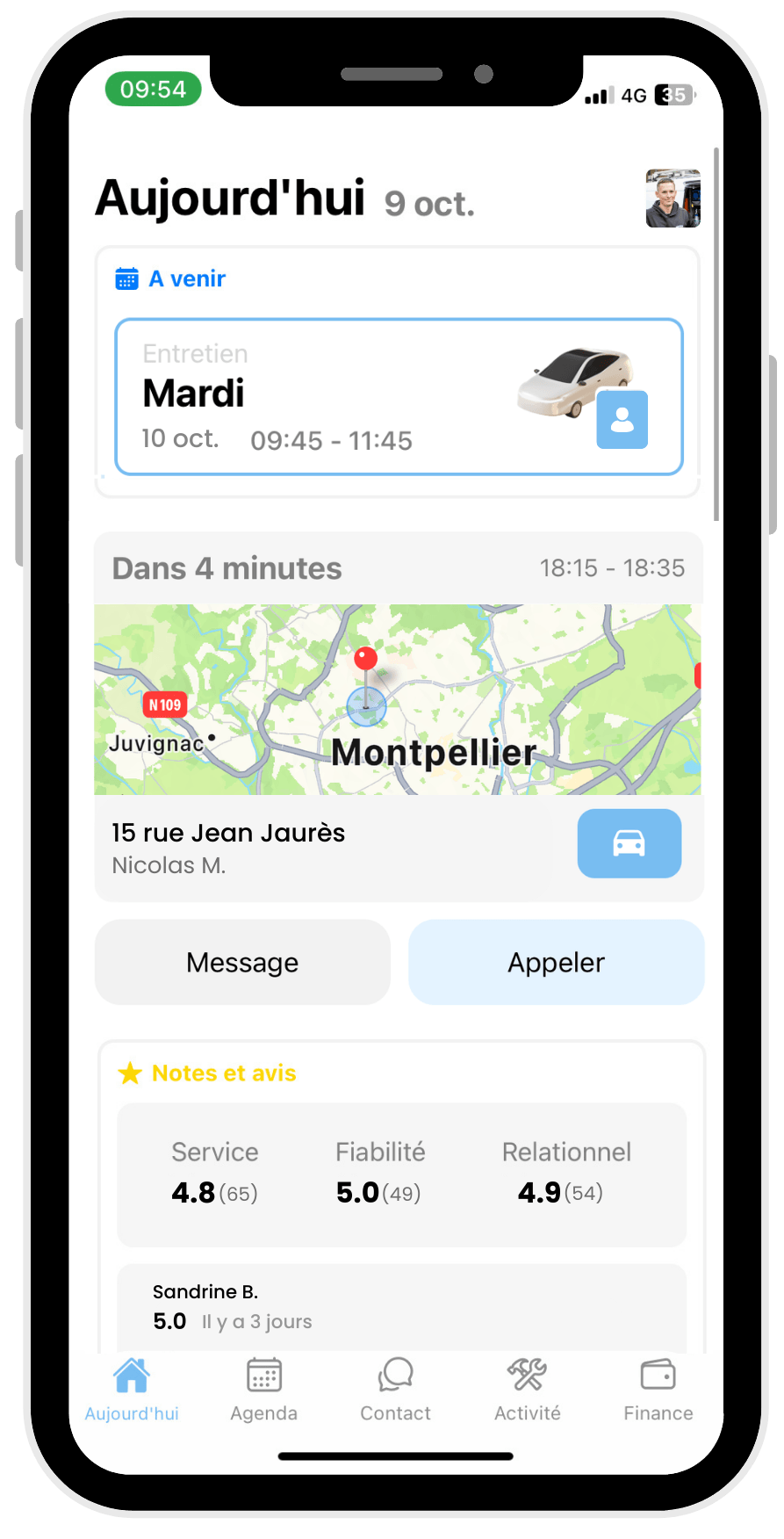 Aperçu des réservations et avis pour un suivi des activités sur Octav